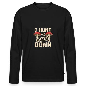 Je chasse les champignons pour me calmer - T-shirt manches longues Premium bio Homme - noir - Devant - Nico (187cm)