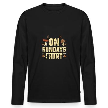 Le dimanche, je chasse les champignons - T-shirt manches longues Premium bio Homme - noir - Devant - Nico (187cm)
