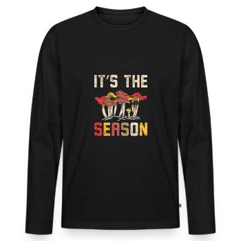 It's the season Mushroom Hunting - Männer Premium Bio Langarmshirt - Schwarz - Vorne - Nico (187cm)