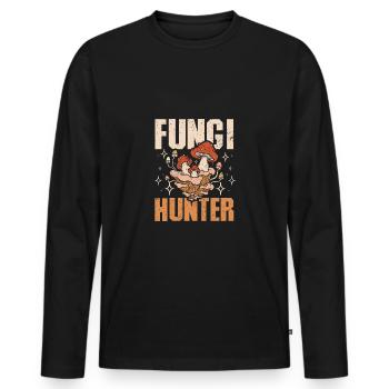 Mushroom Fungi Hunter - Männer Premium Bio Langarmshirt - Schwarz - Vorne - Nico (187cm)