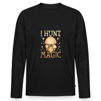 Je chasse les champignons magiques - T-shirt manches longues Premium bio Homme - noir - Devant - Nico (187cm)