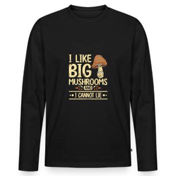I like big mushrooms and I cannot lie - Männer Premium Bio Langarmshirt - Schwarz - Vorne - Nico (187cm)
