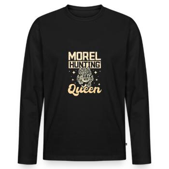 Mushroom Morel Hunting Queen - Männer Premium Bio Langarmshirt - Schwarz - Vorne - Nico (187cm)
