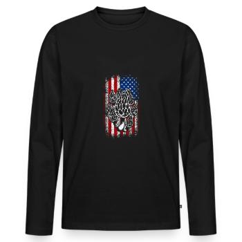 4th of July Mushroom Morel Hunting Usa Flag - Männer Premium Bio Langarmshirt - Schwarz - Vorne - Nico (187cm)