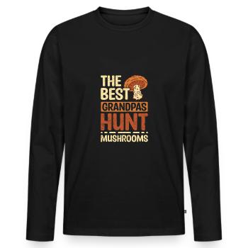 Mushroom hunting grandpa papa grandfather - Männer Premium Bio Langarmshirt - Schwarz - Vorne - Nico (187cm)