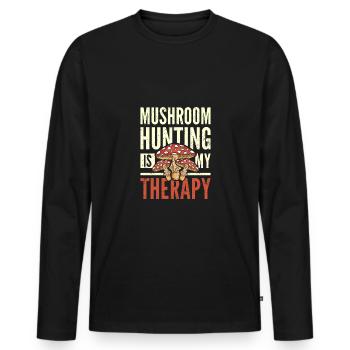 Mushroom hunting is my therapy - Männer Premium Bio Langarmshirt - Schwarz - Vorne - Nico (187cm)