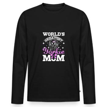 World's greatest yorkie mom - Men's Premium Organic Long Sleeve Shirt - black - Front - Nico (187cm)