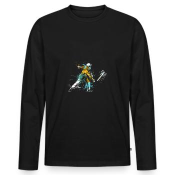 Splahs Axtwerfen Axtwerfer - Männer Premium Bio Langarmshirt - Schwarz - Vorne - Nico (187cm)