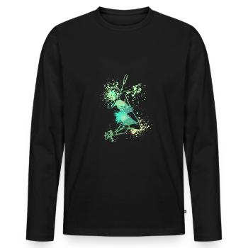 Splash Badminton player - Men's Premium Organic Long Sleeve Shirt - black - Front - Nico (187cm)