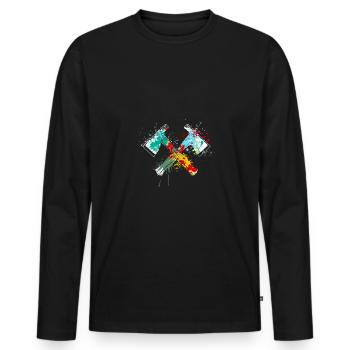 Splahs Axtwerfen Axtwerfer - Männer Premium Bio Langarmshirt - Schwarz - Vorne - Nico (187cm)