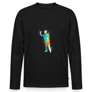 Splash Darts Design For Darts Players - Men's Premium Organic Long Sleeve Shirt - black - Front - Nico (187cm)