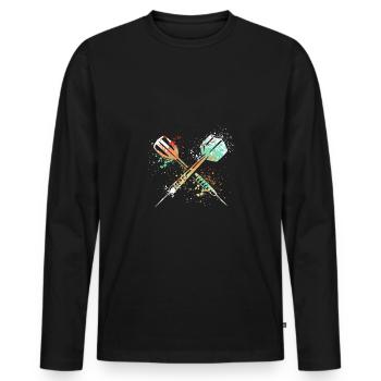 Splash Darts Design For Darts Player - Men's Premium Organic Long Sleeve Shirt - black - Front - Nico (187cm)