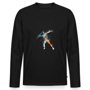 Splash javelin thrower design for Javelinist - Men's Premium Organic Long Sleeve Shirt - black - Front - Nico (187cm)