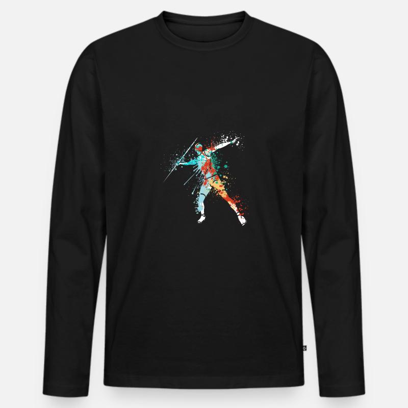 Splash javelin thrower design for Javelinist - Männer Premium Bio Langarmshirt - Schwarz