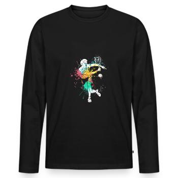 Splash art Squash sports for Squash player - Men's Premium Organic Long Sleeve Shirt - black - Front - Nico (187cm)