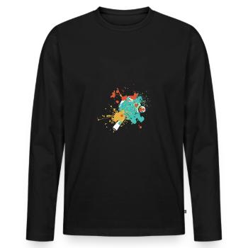 Splash Art Joueur de tennis de table - T-shirt manches longues Premium bio Homme - noir - Devant - Nico (187cm)