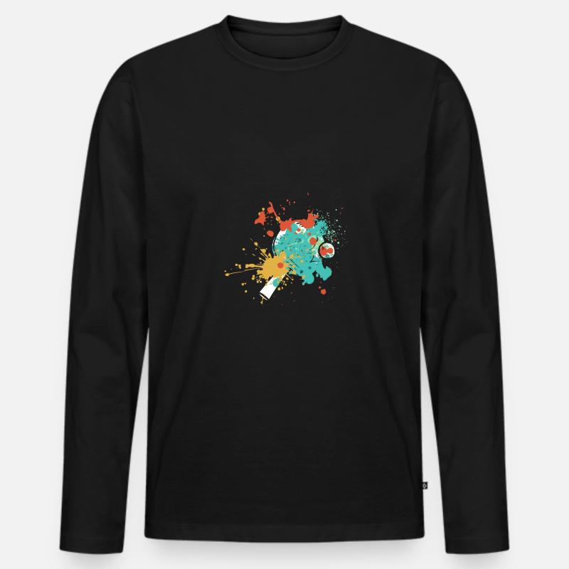 Splash Art Table Tennis Player - Männer Premium Bio Langarmshirt - Schwarz