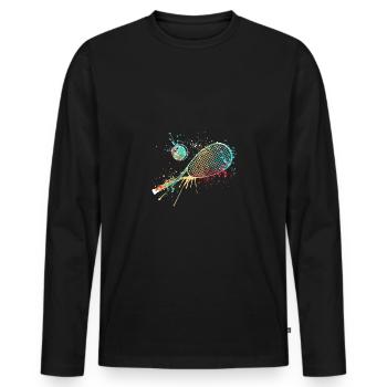Splash art Squash sports for squash racket - Men's Premium Organic Long Sleeve Shirt - black - Front - Nico (187cm)