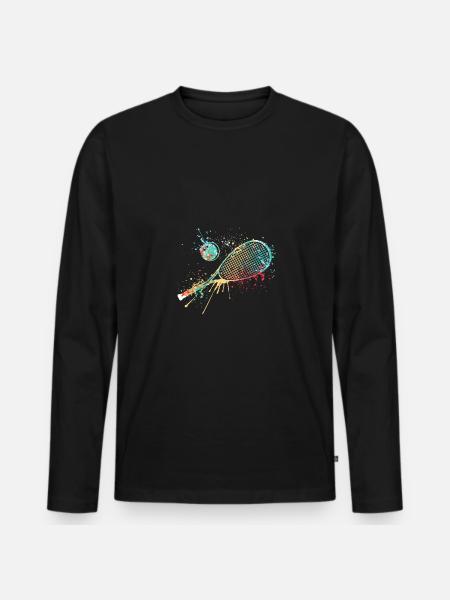 Splash art Squash sports for squash racket - Männer Premium Bio Langarmshirt - Schwarz
