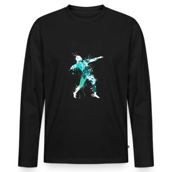 Splash Track And Field Shot Put Athlete - Men's Premium Organic Long Sleeve Shirt - black - Front - Nico (187cm)