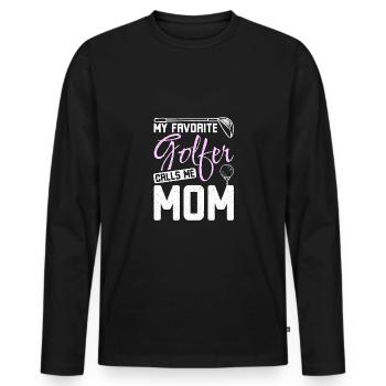 My favorite golfer calls me mom golfing mother - Männer Premium Bio Langarmshirt - Schwarz - Vorne - Nico (187cm)