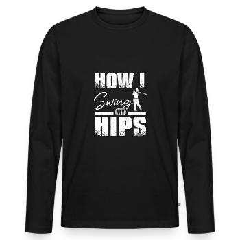 Golf How I swing my hips design for golfers - Männer Premium Bio Langarmshirt - Schwarz - Vorne - Nico (187cm)