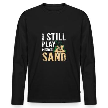 I still play in the sand design for golfers - Männer Premium Bio Langarmshirt - Schwarz - Vorne - Nico (187cm)