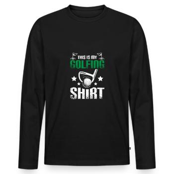 Voici ma chemise de golf - T-shirt manches longues Premium bio Homme - noir - Devant - Nico (187cm)