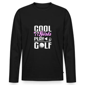 Cool girls play golf, design for golf girl - Männer Premium Bio Langarmshirt - Schwarz - Vorne - Nico (187cm)