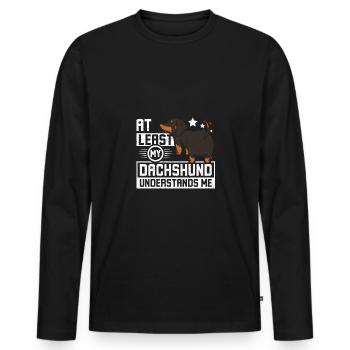 Au moins mon teckel me comprend - T-shirt manches longues Premium bio Homme - noir - Devant - Nico (187cm)
