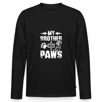 Mon frère a des pattes teckel - T-shirt manches longues Premium bio Homme - noir - Devant - Nico (187cm)