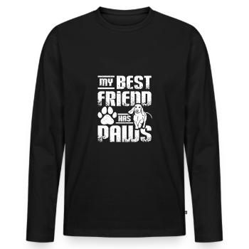 Mon meilleur friedn a des pattes teckel - T-shirt manches longues Premium bio Homme - noir - Devant - Nico (187cm)