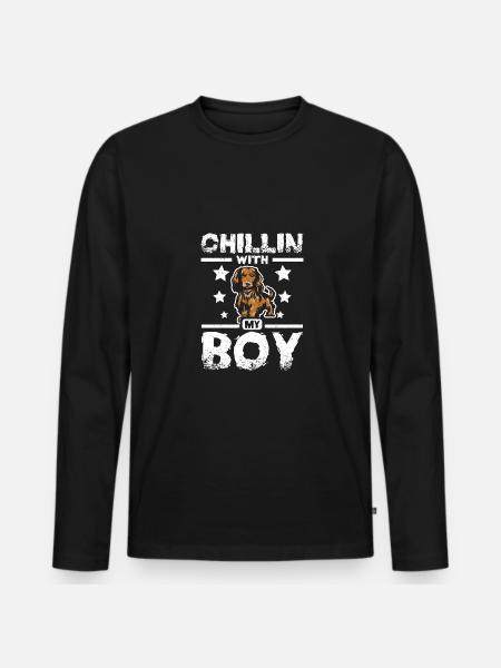 chillin avec mon teckel garçon - T-shirt manches longues Premium bio Homme - noir