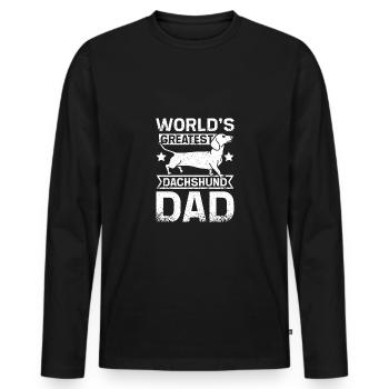 Le plus grand papa teckel du monde - T-shirt manches longues Premium bio Homme - noir - Devant - Nico (187cm)