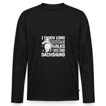 J’aime les longues promenades romantiques avec mon teckel - T-shirt manches longues Premium bio Homme - noir - Devant - Nico (187cm)