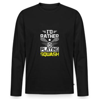 I'd rather be playing squash game - Men's Premium Organic Long Sleeve Shirt - black - Front - Nico (187cm)