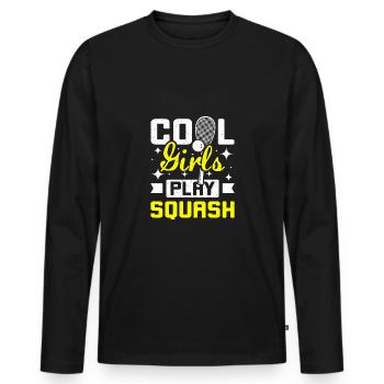 Cool girls play Squash Game - Men's Premium Organic Long Sleeve Shirt - black - Front - Nico (187cm)