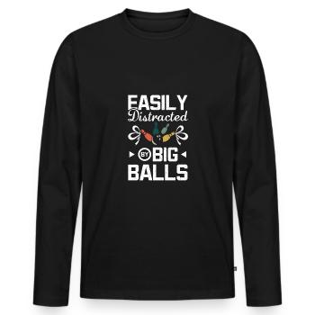Facilement distrait par de grosses boules de bowling - T-shirt manches longues Premium bio Homme - noir - Devant - Nico (187cm)