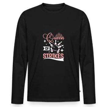 Maman Reine des grèves drôle femme bowlers - T-shirt manches longues Premium bio Homme - noir - Devant - Nico (187cm)