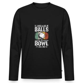 Il faut beaucoup de balles pour jouer au bol comme moi - T-shirt manches longues Premium bio Homme - noir - Devant - Nico (187cm)