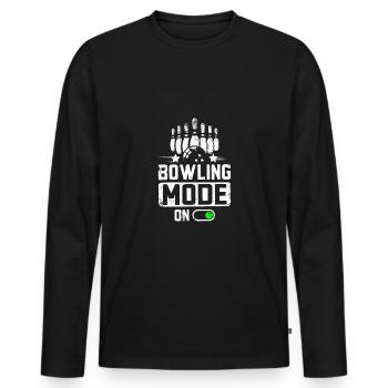 Bowling mode on - Männer Premium Bio Langarmshirt - Schwarz - Vorne - Nico (187cm)