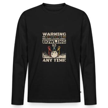 Start talking about bowling any time - Men's Premium Organic Long Sleeve Shirt - black - Front - Nico (187cm)