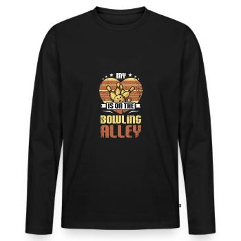 My heart is on the bowling alley - Men's Premium Organic Long Sleeve Shirt - black - Front - Nico (187cm)