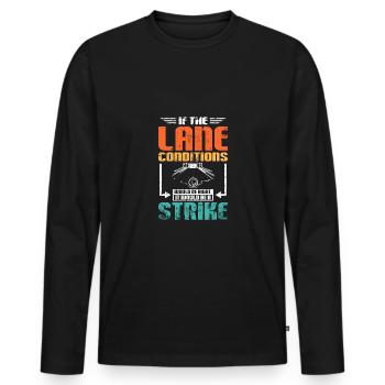 Funny bowling lane strike - Männer Premium Bio Langarmshirt - Schwarz - Vorne - Nico (187cm)