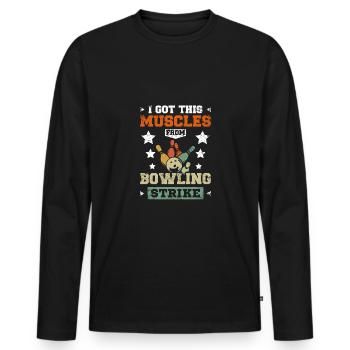 C’est drôle que j’ai eu ces muscles de la frappe de bowling - T-shirt manches longues Premium bio Homme - noir - Devant - Nico (187cm)
