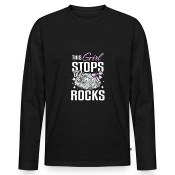 Cette fille s’arrête pour chasser les fossiles de roches - T-shirt manches longues Premium bio Homme - noir - Devant - Nico (187cm)