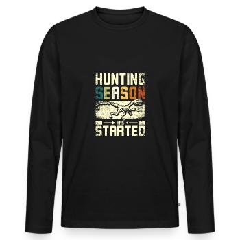 La saison de chasse a commencé la chasse aux fossiles - T-shirt manches longues Premium bio Homme - noir - Devant - Nico (187cm)