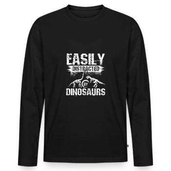 Paleontologist easily distracted by dinosaurs - Männer Premium Bio Langarmshirt - Schwarz - Vorne - Nico (187cm)