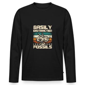 Paleontologist easily distracted by fossils - Männer Premium Bio Langarmshirt - Schwarz - Vorne - Nico (187cm)