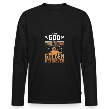 Dieu m’envoie un véritable ami mon golden retriever - T-shirt manches longues Premium bio Homme - noir - Devant - Nico (187cm)